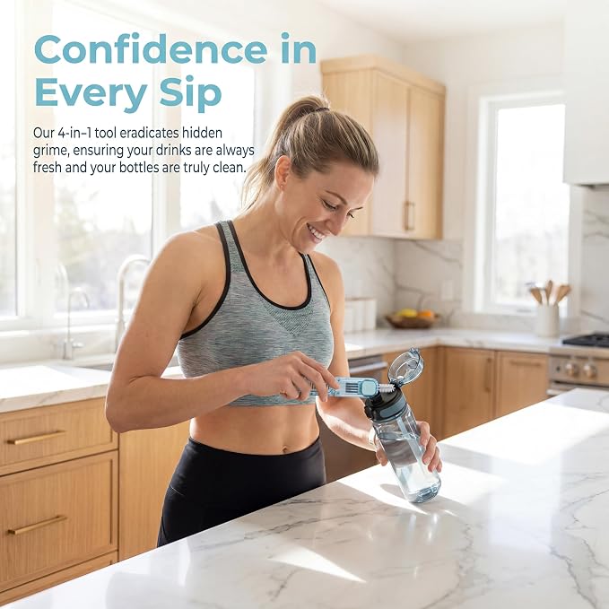 VIDONIO 4 in 1 Cup Lid Gap Cleaning Brush, Mutipurpose Tiny Silicone Cup Holder - Image 8