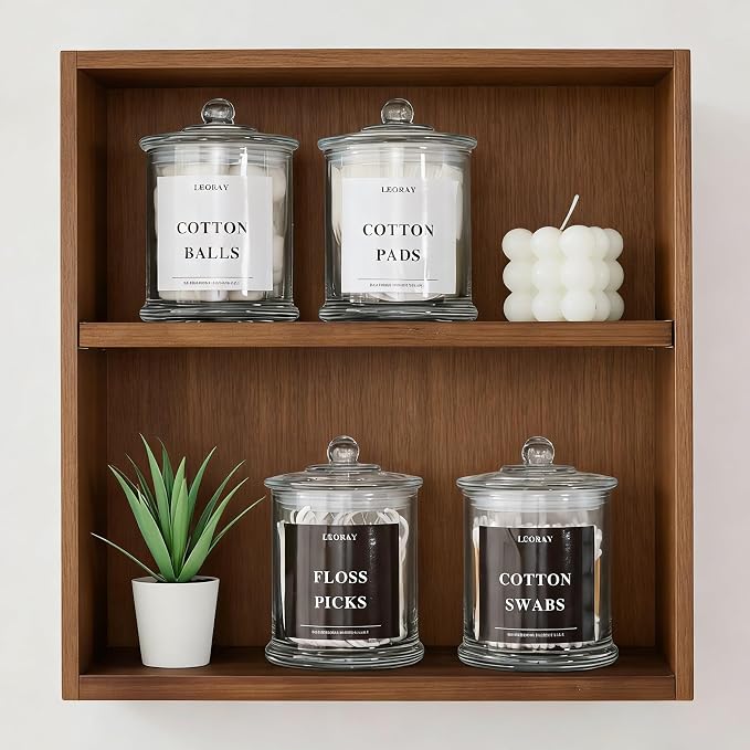 LEORAY 4 Pack Glass Qtip Holder Dispenser - Image 4