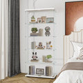 74" H 5-Shelf Glass Display Cabinet with Double Door, Modern Curio Cabinet Collection Display Case, Floor Standing Bookshelf Glass Case with Lock for Living Room,Home Office (White)