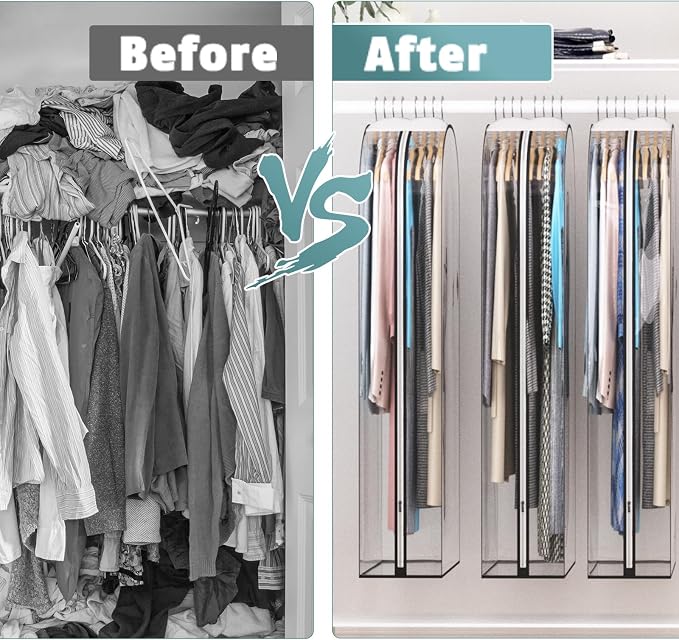 Liuoud Clear Garment Bags for Hanging Clothes 10” Gusseted, 4 Pack, 40” | Suit - Image 8