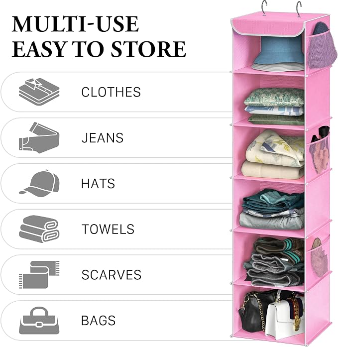 Simple Houseware 6 Shelf Hanging Closet Organizer, Top Support Metal Frame - Image 5