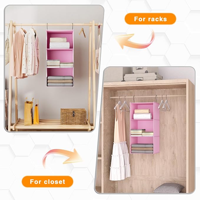 Hanging Closet Organizer 3-Shelf, Oxford Fabric Wardrobe Storage, shoes & - Image 6