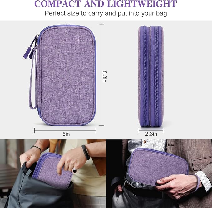 FYY Electronic Organizer, Travel Tech Pouch Bag, Dark Purple | Wrist Strap - Image 2