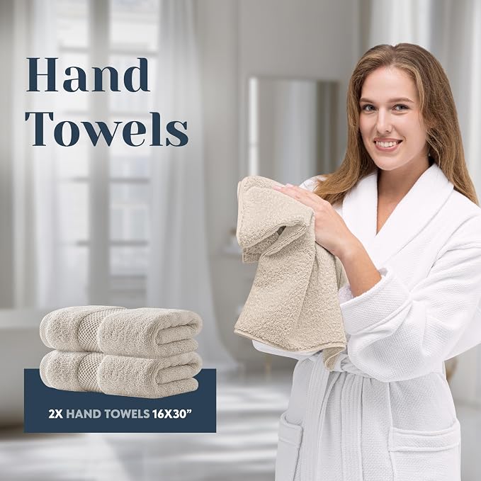 White Classic Luxury Bath Towel Set of 8 Pieces - Image 6