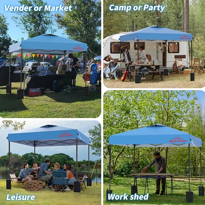 8x8 Pop Up Canopy, Easy Up Canopy Tent, Heavy Duty Tents for Parties, One Person Set Up Event Tent, Turquoise