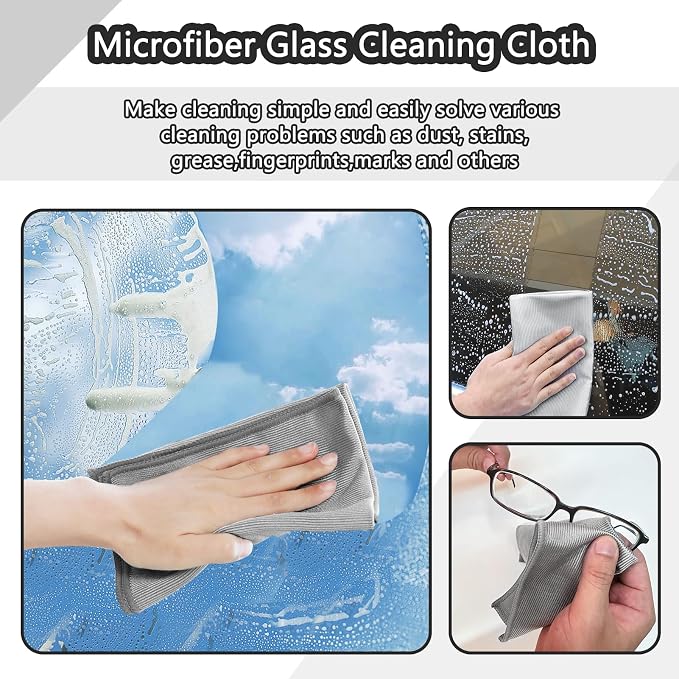 XANGNIER Microfiber Glass Cleaning Cloths, Lint Free, 11.8"×11.8in, 8 Pack - Image 2