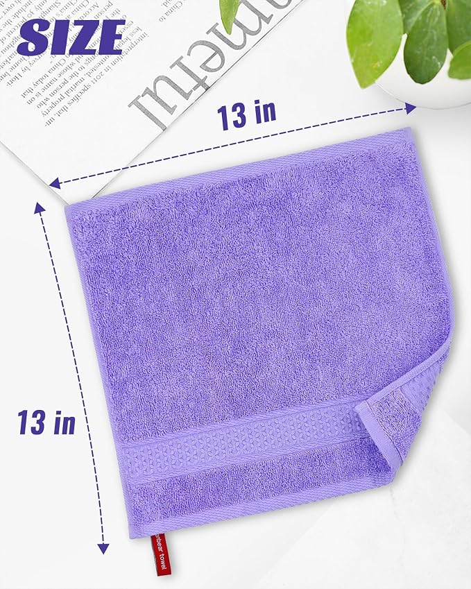 Cleanbear Wash Cloths Cotton Facecloths Set of 6, 13 by 13 Inches | Large - Image 2