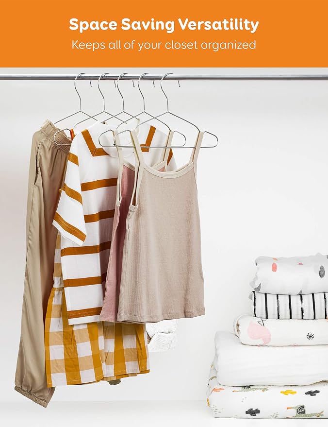 Baby Hangers, 50 Pack Stainless Steel 12.6 Inch Heavy Duty Non-Slip Space - Image 5