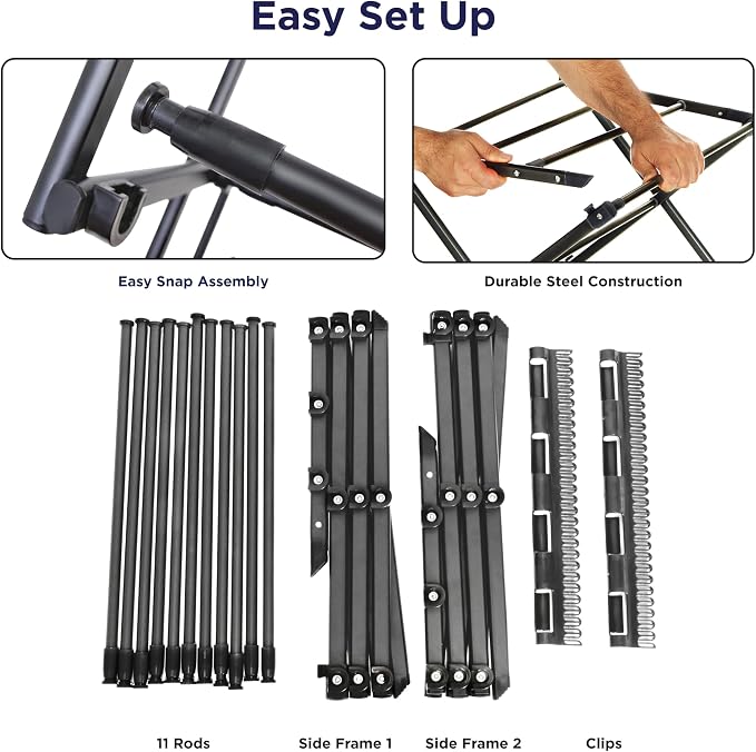 BLACK+DECKER Space Saving 3-Tier Expandable Clothes Drying Rack, Foldable - Image 2