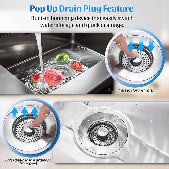 NinjaTiger 2-Pack Kitchen Sink Drain Strainers, 3-in-1 Sink Stoppers - Image 3