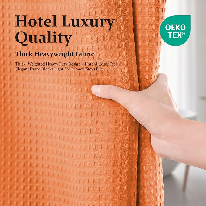Dynamene Stall Waffle Shower Curtain 256GSM Heavy Fabric 36x72 Burnt Orange - Image 6