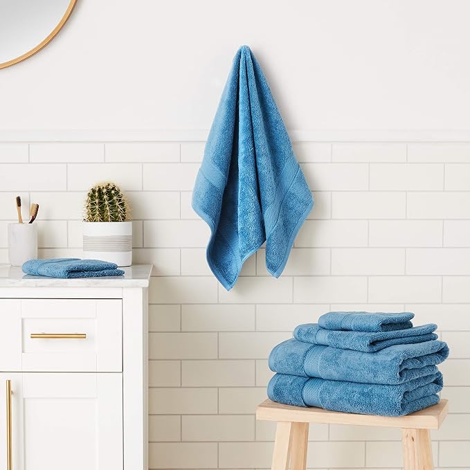 SUPERIOR Egyptian Cotton Ultra Plush & Absorbent, 6 Piece Set, Denim Blue | - Image 13