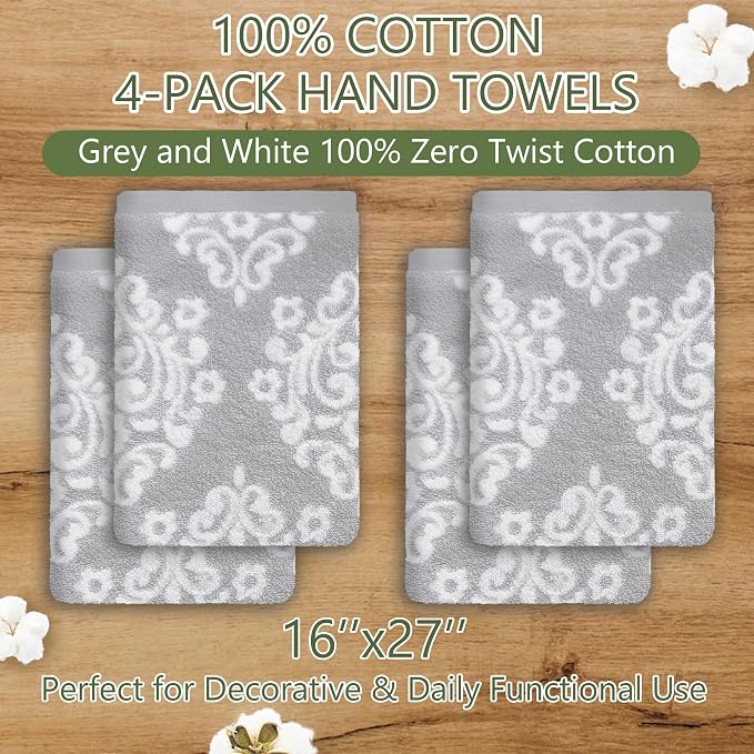 Hand Towels for Bathroom, Decorative Hand Towel, Damask Towel Gift Set - Image 3