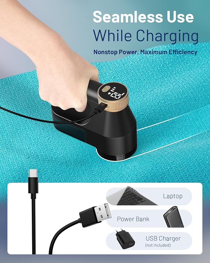 BEAUTURAL Fabric Shaver and Lint Remover, Rechargeable Sweater Defuzzer | LED - Image 5