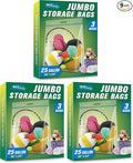 HIBAG 25 Gallon Jumbo Storage Bags, 35” x 24” Resealable Clear Bags by HIBAG