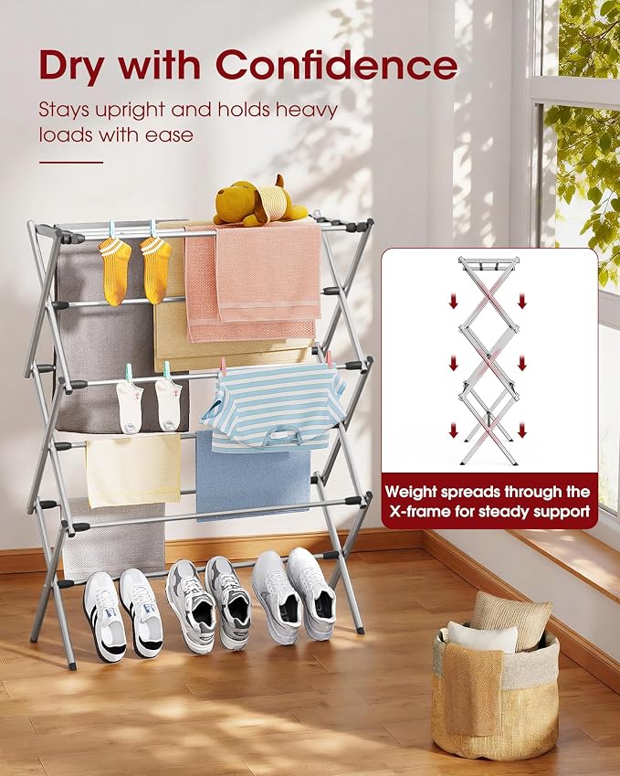 Sakugi Foldable 3-Tier Clothes Drying Rack 37.4" H - Image 2