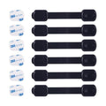 Child Safety Cabinet Locks (6 Pack) – Adjustable Baby Proofing Strap Latches with Strong 3M Adhesive – No Drill Childproof Locks for Drawers, Cabinets, Fridge, Door, Closet, Black