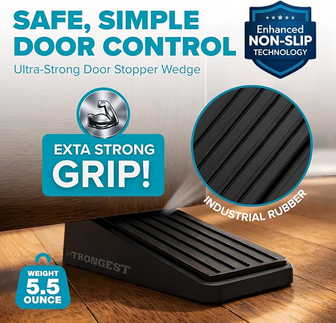 Stoppers for Bottom of Door – Heavy Duty Metal Rubber Door Stopper, Non-Slip - Image 2