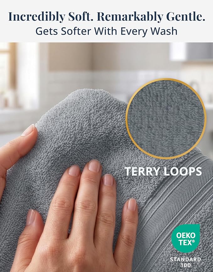 LANE LINEN Bath Hand Towels 100% Cotton 6 Pack 16x28 - Image 2