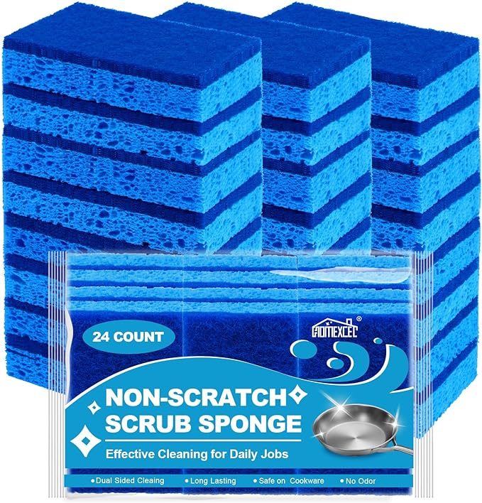 HOMEXCEL Sponges Kitchen 24 Pack, Non Scratch Scrub Dish Sponge by HOMEXCEL