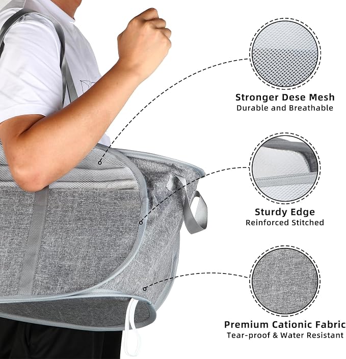 100L Collapsible Laundry Baskets, Tear Proof Pop Up Laundry Hamper - Image 6