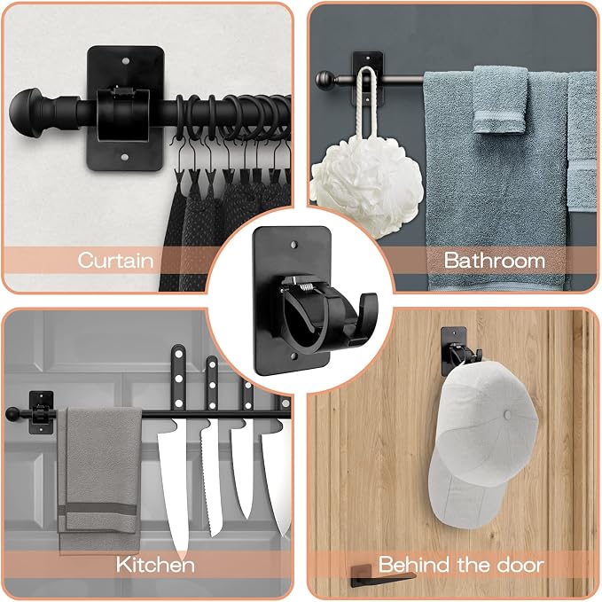 CIEMGNZOC 6-Pack Curtain Bracket Holders, Universal Self-Adhesive Wall Mounts - Image 6