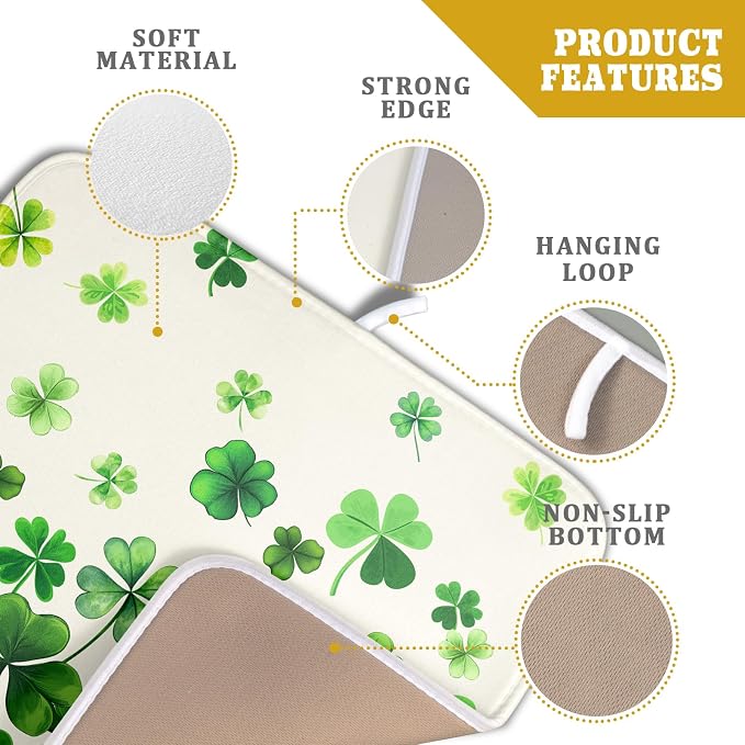 Spring Sage Green Shamrocks Drying Mat 16x18 Inch St. Patrick's Day Irish - Image 4