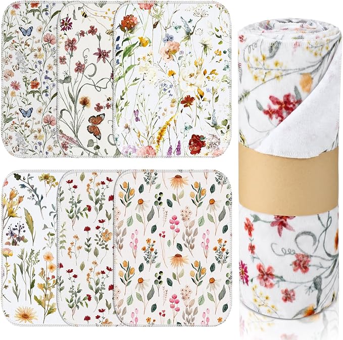 Reusable Kitchen Cloths Cotton Towel, 36 Pack, Vintage Wildflower by Noveread