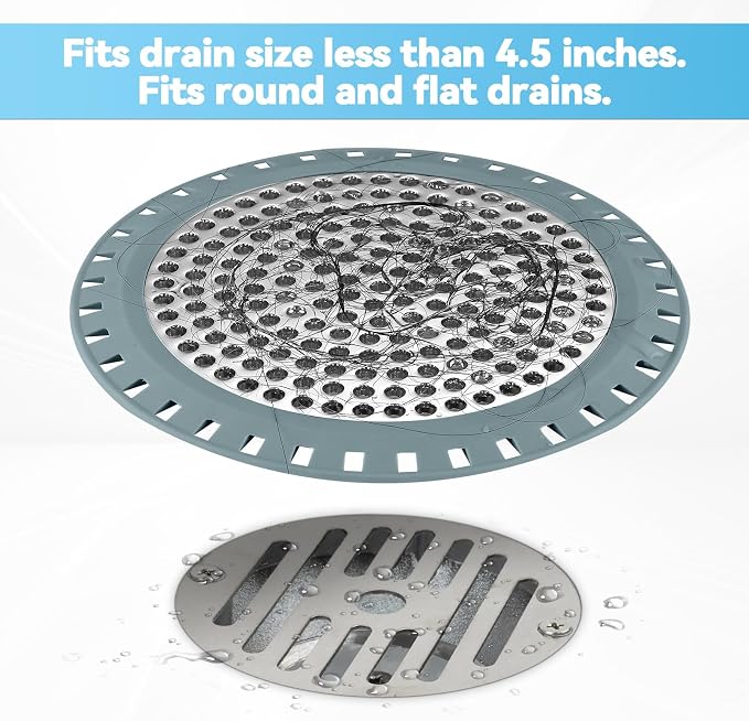 Shower Drain Hair Catcher, Aluvor Shower Drain Cover Bathtub Drain Strainer | - Image 4