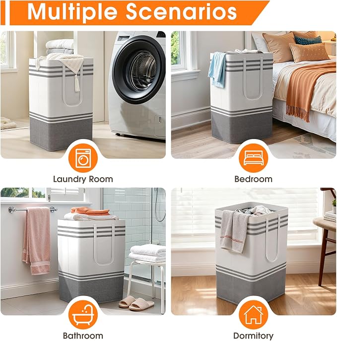 3 Pack Large Laundry Baskets, Laundry Hampers, Freestanding Waterproof - Image 7