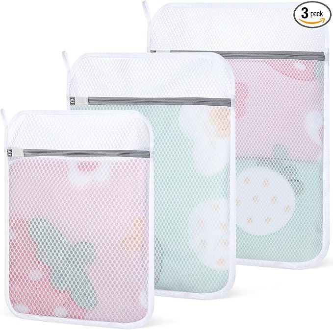 3-Pack Durable Honeycomb Mesh Laundry Bags by Dntorx