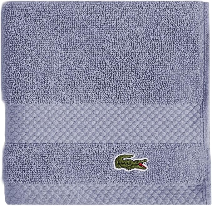 Lacoste Heritage 100% Supima Cotton Wash Cloth 13" x 13", Light Denim | Highly by Unknown