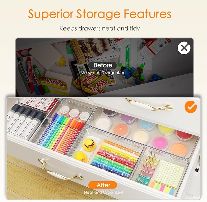 Drawer Organizer, 26 Pack Clear Plastic Drawer Organizer Bins, Versatile - Image 7