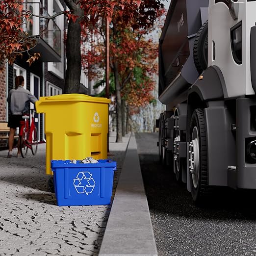 14 Gallon Rectangular Blue Recycling Bin | 6 Pack | Inside Outside Curbside | Stackable Box for Paper Plastic