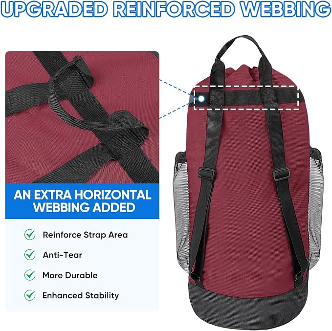 BALEINE 120L Laundry Bag Backpack, 900D Oxford Fabric Large Travel Laundry Bags - Image 3