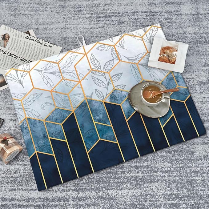 Blue Marble Texture Leaves Dish Drying Mat 18x24 - Image 8