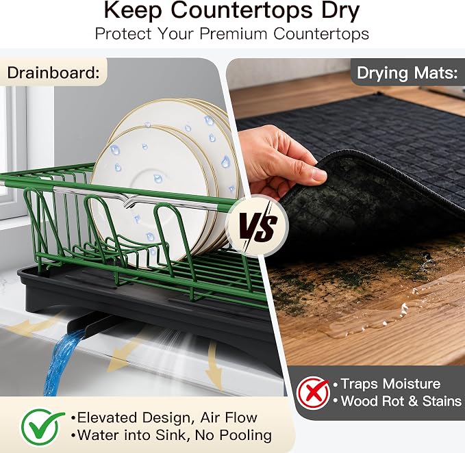 JASIWAY Green Dish Drying Rack in Sink - Image 5