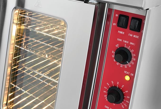 Kratos Commercial Convection Oven, Natural Gas Powered Full Size Single Deck Freestanding Oven, 54,000 BTU, Stainless Steel