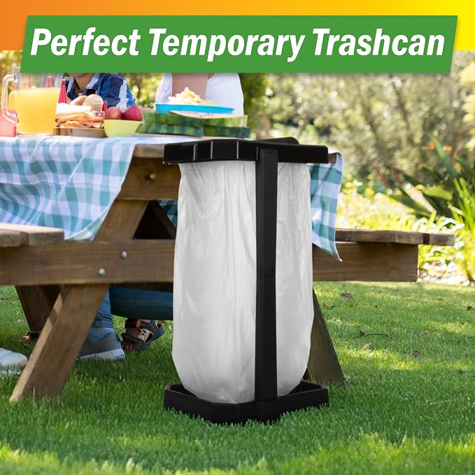 Wakeman Heavy Duty Black Trash Bag Portable Trash Bag Holder Stand - Image 5