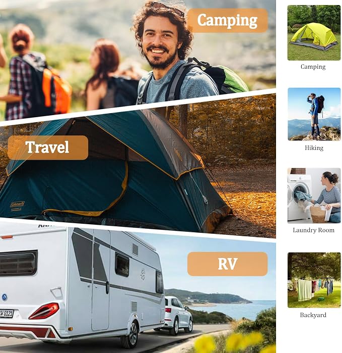 32Ft Portable Travel Clothesline Caudblor Adjustable Camping Clothes Laundry - Image 7