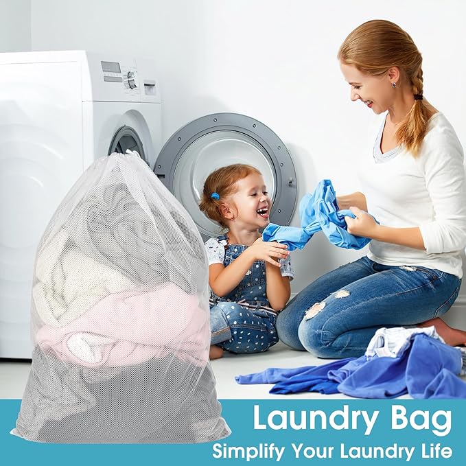 3 Pack Mesh Laundry Bags 23x34 Inch Drawstring Locking - Image 5