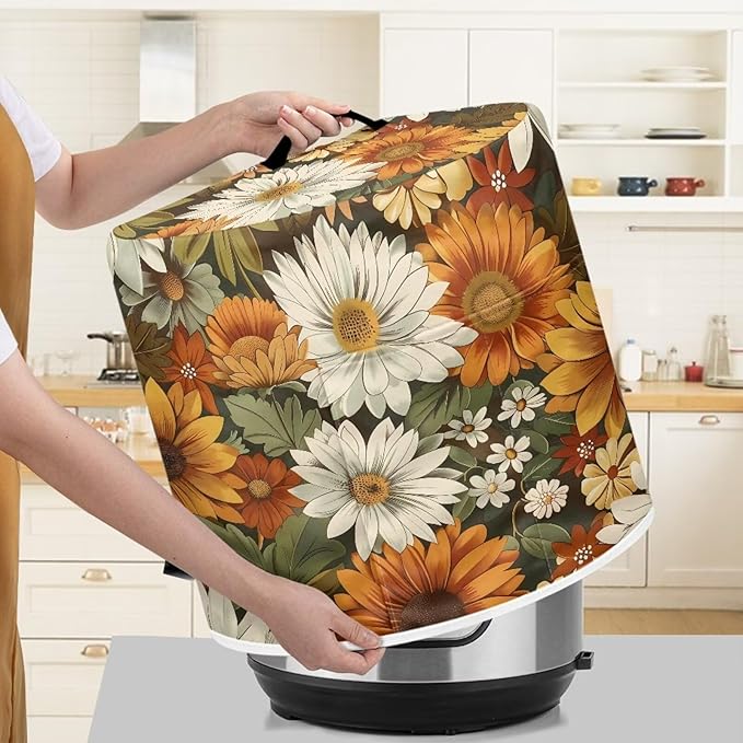 Daisy Pressure Cooker Cover Instant Pot Accessories Instant Pot Kitchen Appliance Dust Cover with Pockets for Rice Cooker Air Fryer Slow Cooker Dust Covers for Kitchen Size L
