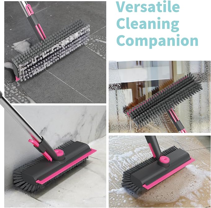 AIR U+ Floor Scrub Brush with Long Handle, 3-in-1 Rotating Head & Squeegee | - Image 4
