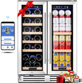 BODEGA 24 Inch Beverage and Wine Refrigerator, Dual Zone Wine Cooler Under Counter, with Independent Temperature Control and Upgraded Compressor, Holds 57 Cans and 19 Bottles