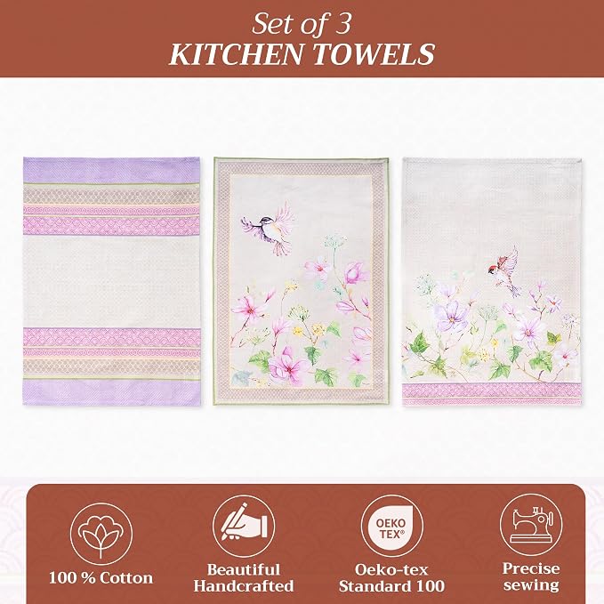 Maison d' Hermine Kitchen Towels Set of 3 Reusable 100% Cotton 27.50" x 20" - Image 2