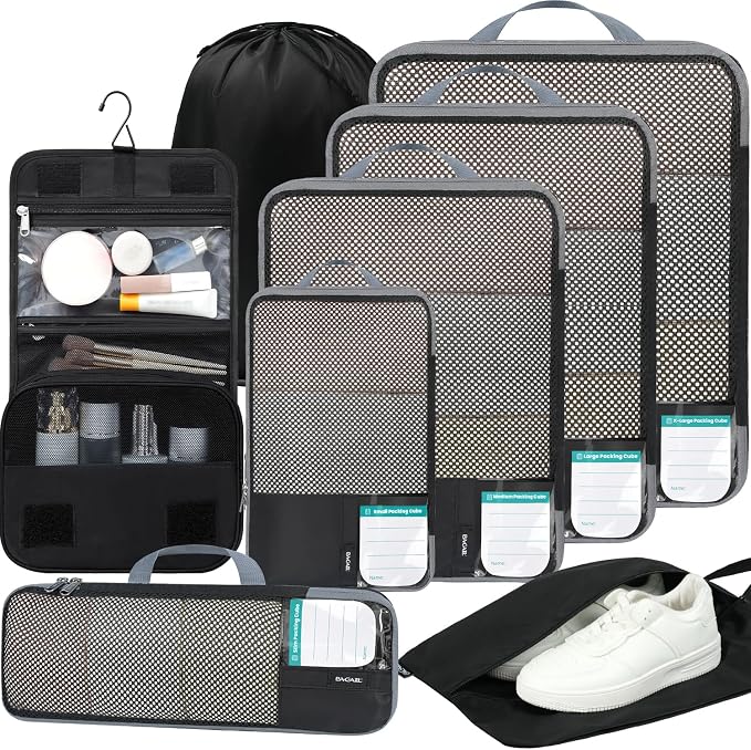 BAGAIL 4 Set/6 Set/8 Set Compression Packing Cubes Travel Accessories by BAGAIL