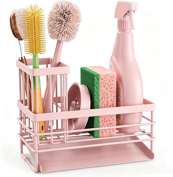 Cisily Pink Sink Caddy Sponge Holder - Image 7
