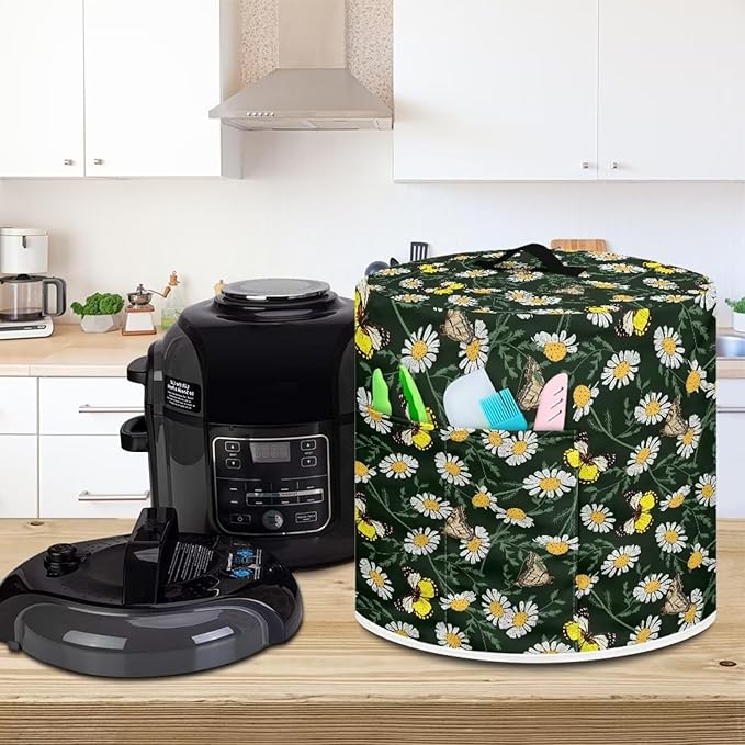 TODIYADDU Daisy Butterfly Pressure Cooker Cover for Instant Pot with Top Handle and Pocket - 6 Quart and Extra Accessories Gifts
