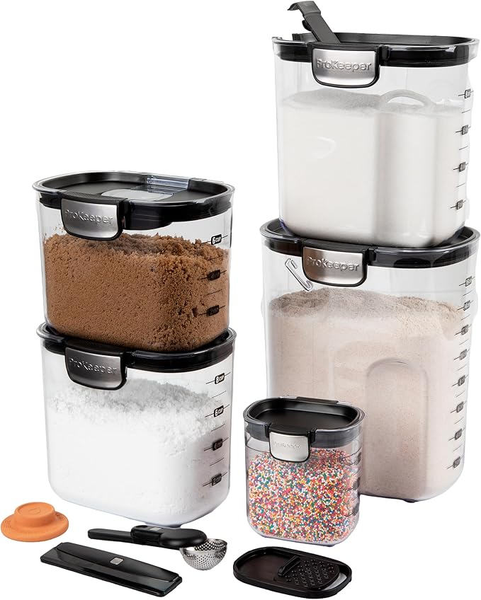 ProKeeper+ Airtight Food Storage Container Set – Clear Plastic Flour and Sugar by Unknown