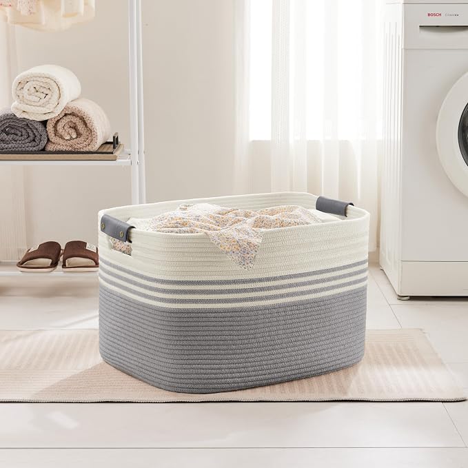 86L Large Woven Laundry Basket Hamper - Image 3